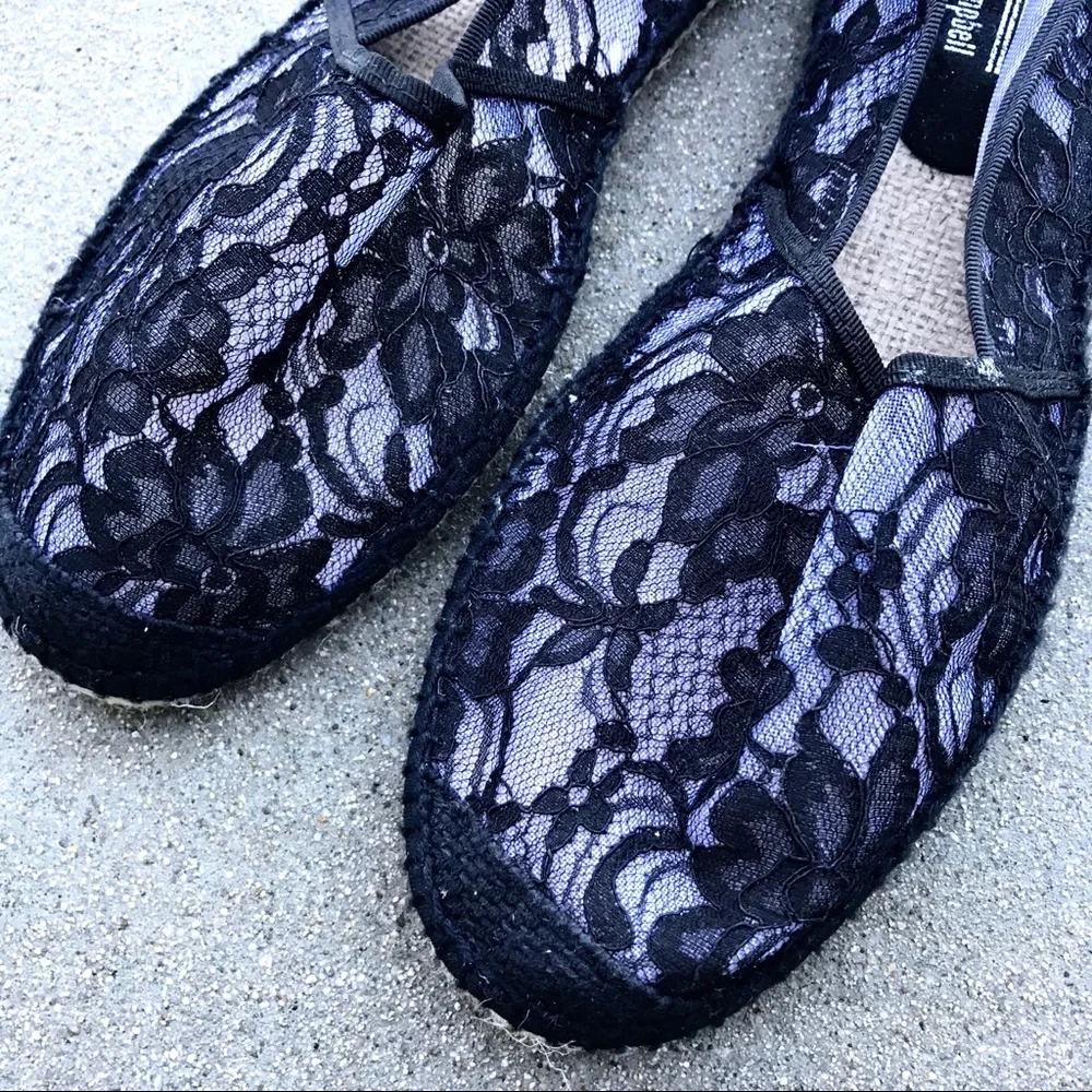Jeffrey Campbell flats Black Lace Espadrilles 10 slip on casual Y2K 90s retro